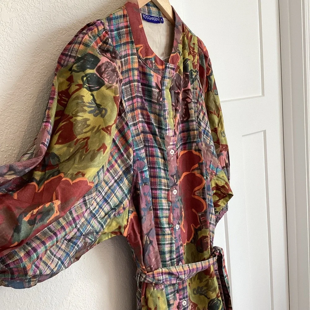Anthropologie Multicolor Plaid and Floral Dress - Picture 5 of 12